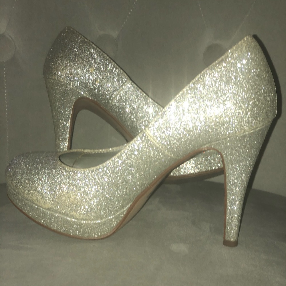 Silver Glitter Heels
